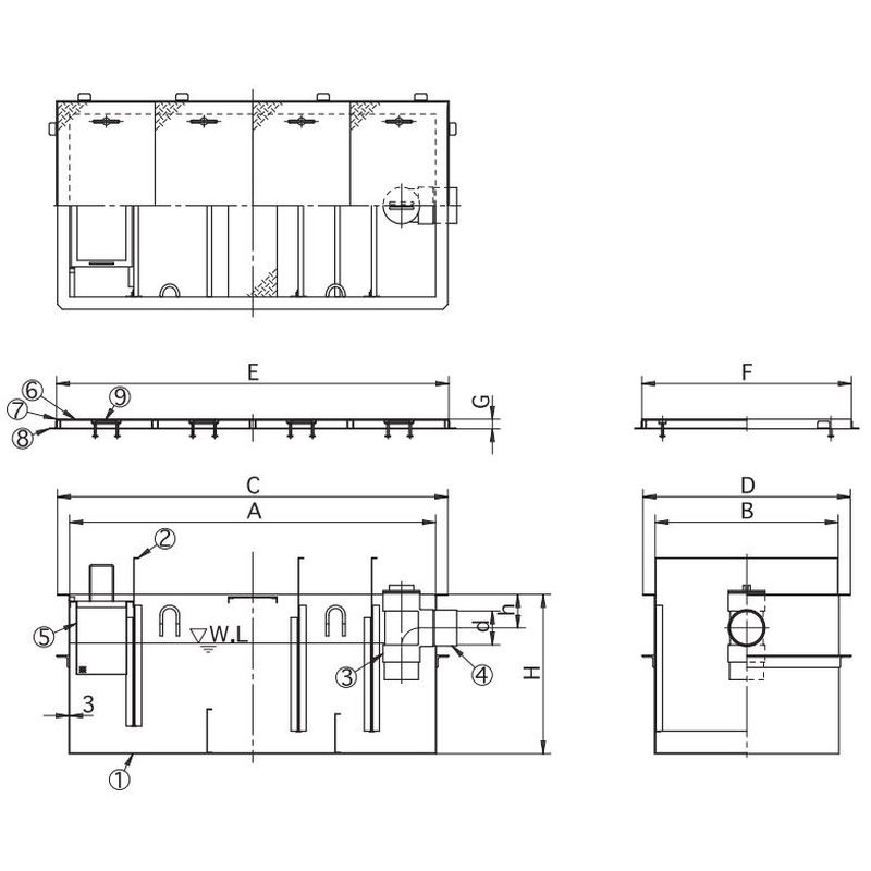 福西鋳物 SF-JIA-U-1000T-HG SUS製グリーストラップ 本体のみ(750L/min)