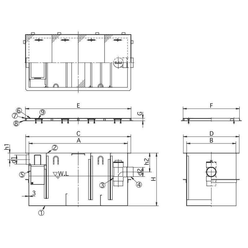 福西鋳物 SF-JIA-I-1000T-HG SUS製グリーストラップ 本体のみ(750L/min)