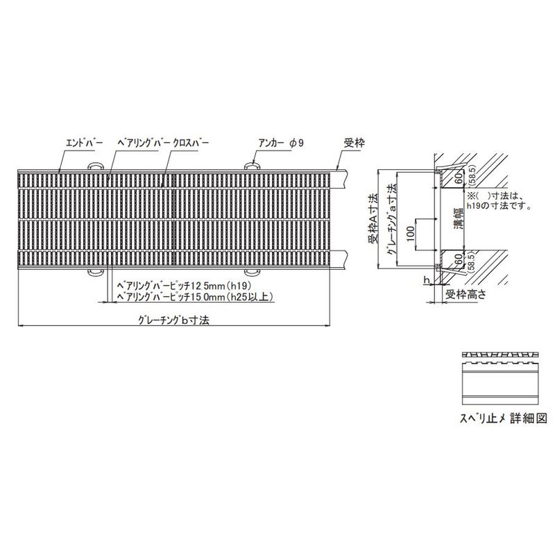 伊藤鉄工 AGCN45-38 細目 側溝･横断溝用 ノンスリップ T6