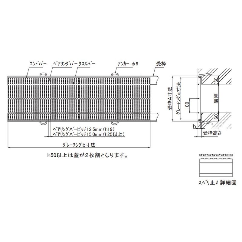 伊藤鉄工 AGCN40-38 細目 側溝･横断溝用 ノンスリップ T14