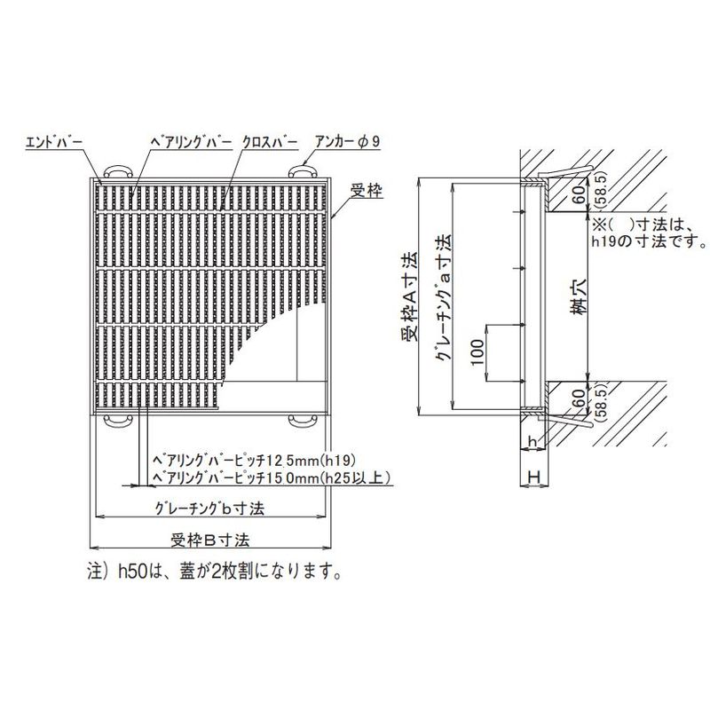 伊藤鉄工 AGBCN50-44 鋼製グレーチング 細目正方形 ノンスリップ T20