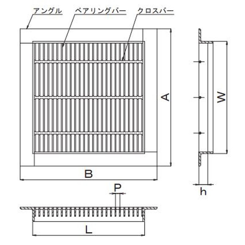 伊藤鉄工 AGBKC30-19 鋼製グレーチング 改良桝用 四面ツバ 細目 歩道用