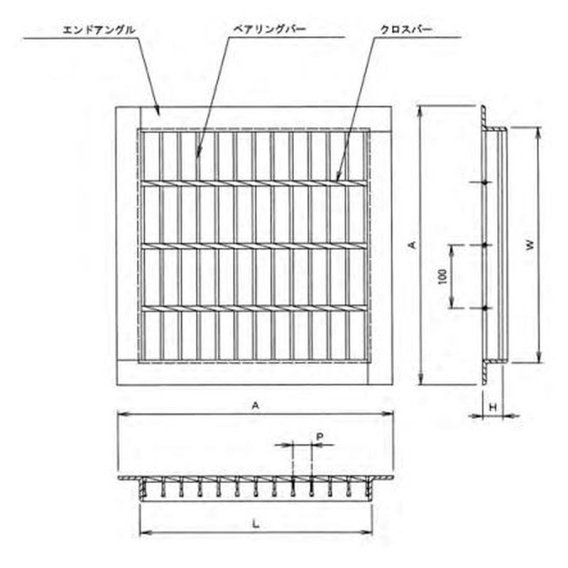 伊藤鉄工 AGBTN60-25 鋼製グレーチング 溜桝用 四面ツバ 歩道用