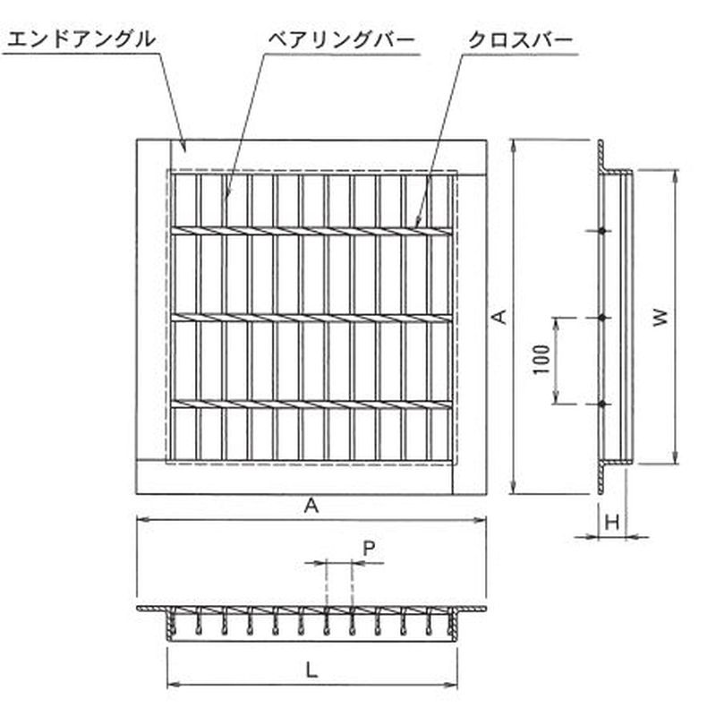 伊藤鉄工 AGBKN36-19 鋼製グレーチング 改良桝用 四面ツバ 歩道用