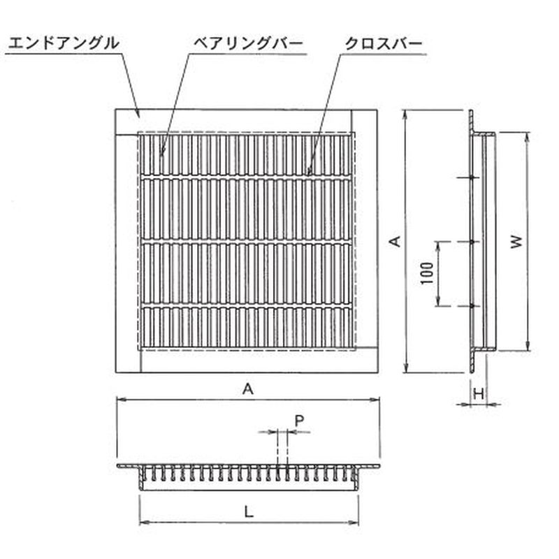 伊藤鉄工 AGBKCN60-19鋼製グレーチング改良桝用四面ツバ細目ノンスリップ歩道用