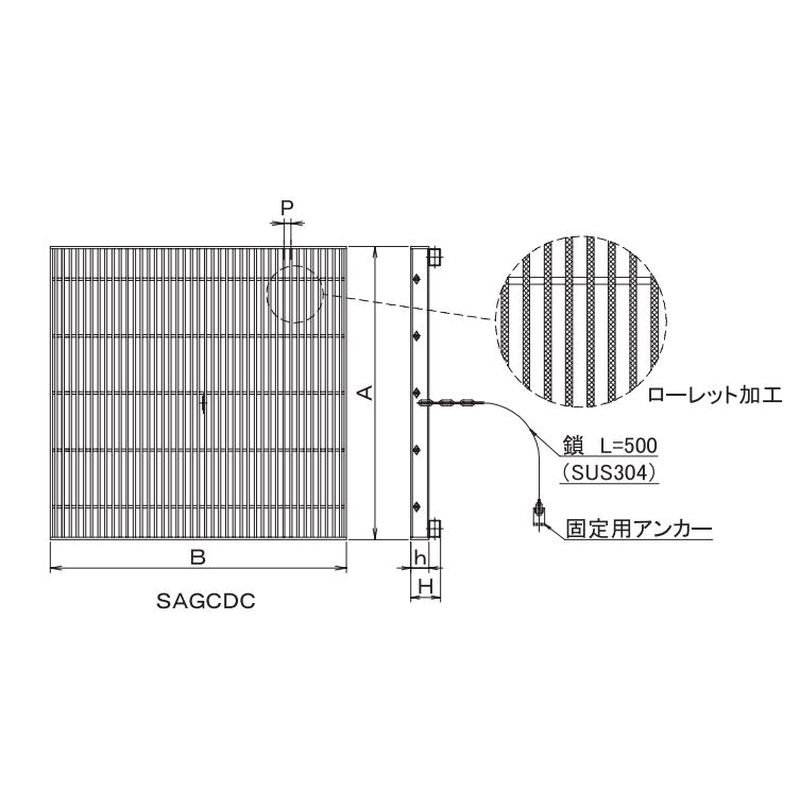 伊藤鉄工 SAGCDC45-2 CD 桝縁塊用 ステンレス製細目グレーチング ローレットタイプ