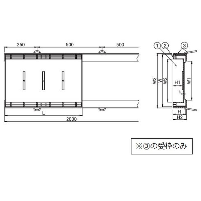伊藤鉄工 EIF-ZN スリット溝ふた(側溝用)用受枠（溶融亜鉛メッキ）(Wm)