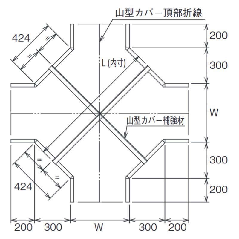 □VX-23-□ 重量タイプケーブルラック用山型カバー補強金具(X型)