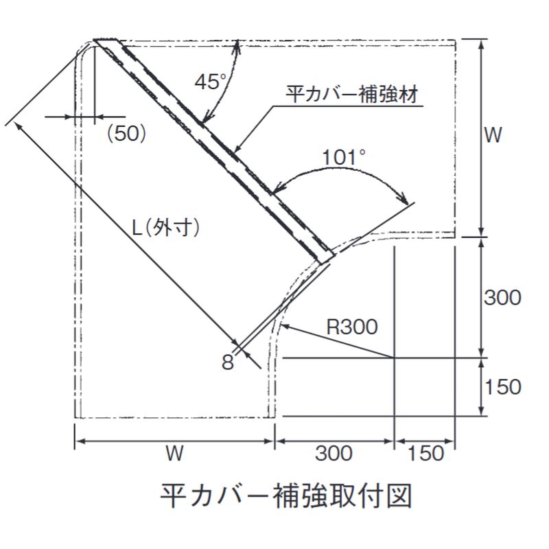 □VLA-20-□ 平ラックカバー補強金具(L型)