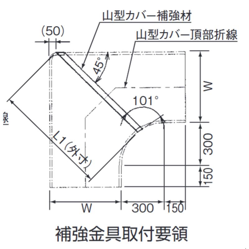 □VLA-22-□ 山型ラックカバー補強金具(L型用)シングルタイプ