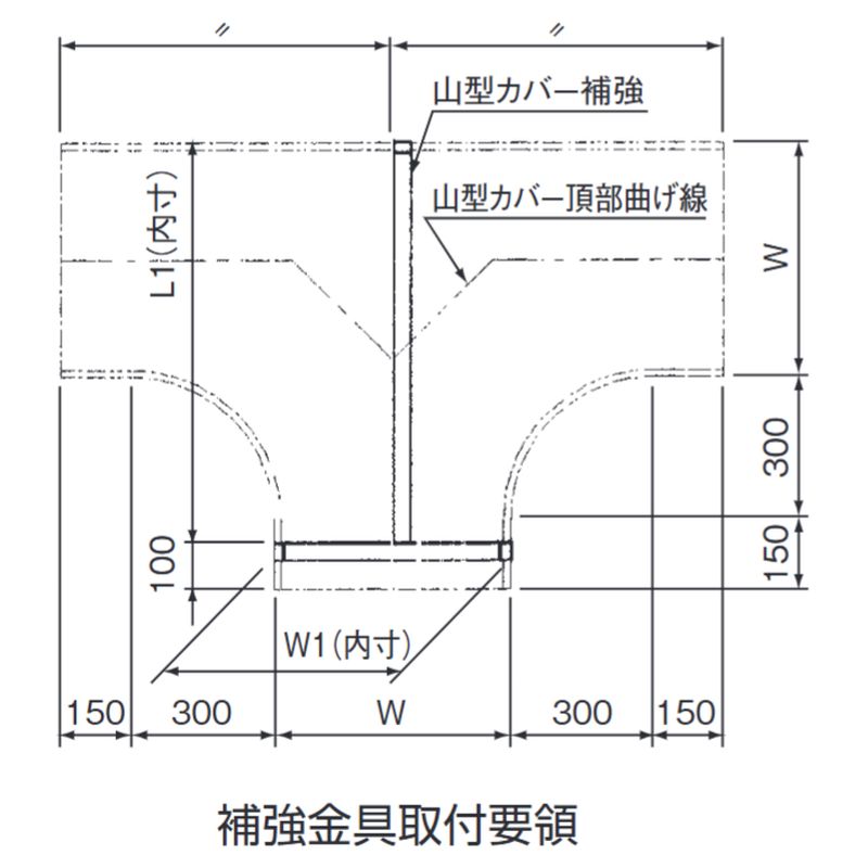 □VT-22-□ 山型ラックカバー補強金具(T型用)