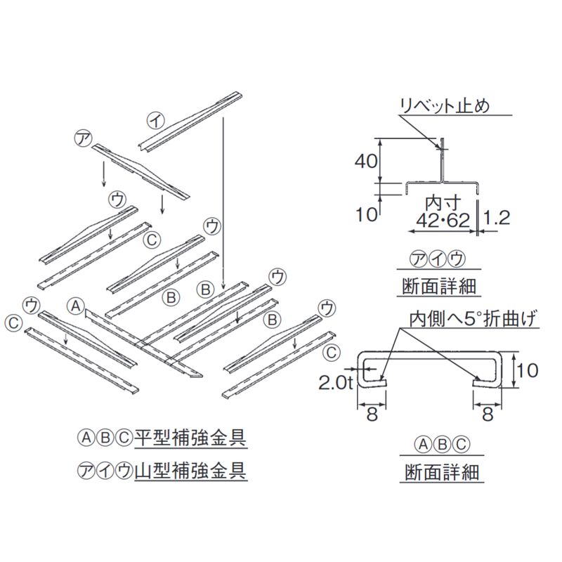 EVLA-26-□ 高強度対応山型ラックカバー補強金具(L型用)