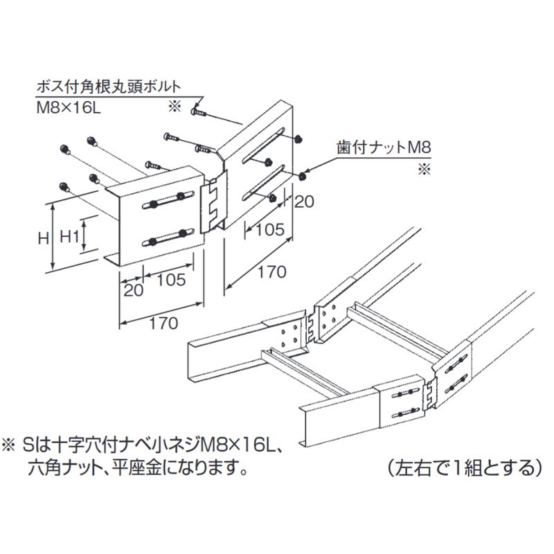 □□P-3 水平自在接続金具 中重量タイプ