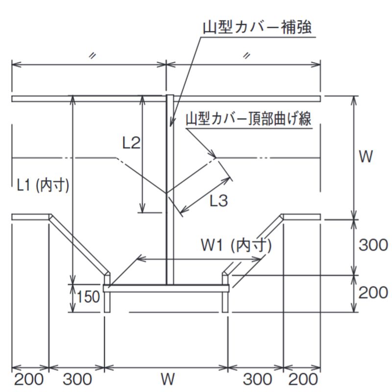 □VT-23-□ 重量タイプケーブルラック用山型カバー補強金具(T型)