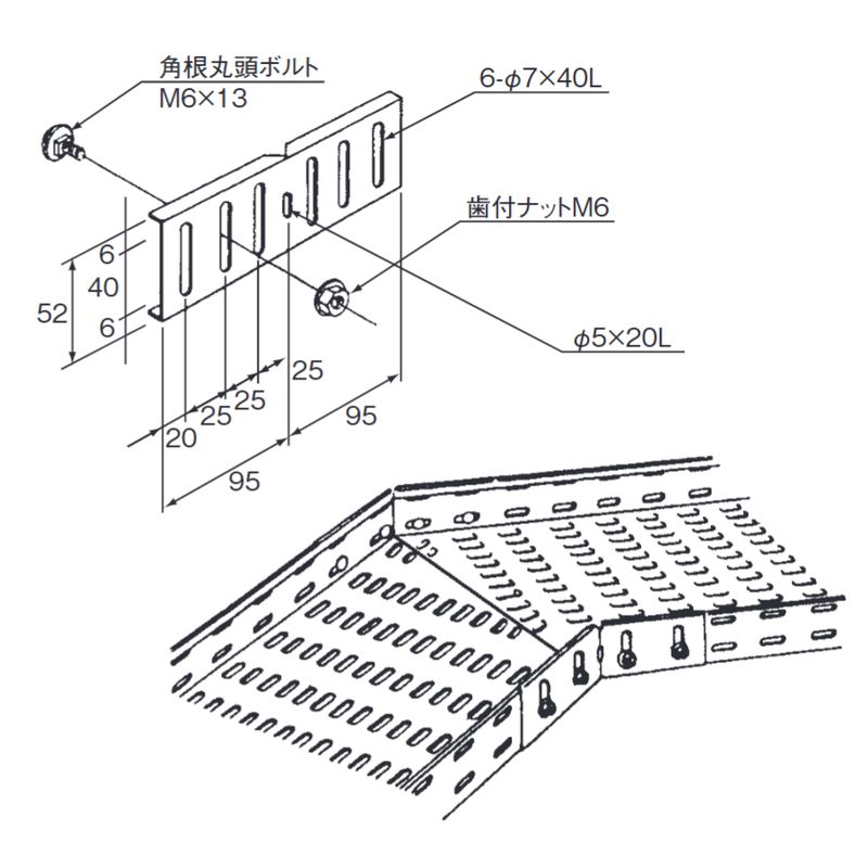 □BPP-3A 水平角度付け接続金具 パンチング