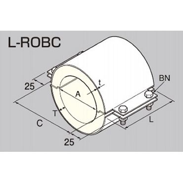 Z-ROBC スリーパーL 切込付 ローラーB型 ドブメッキ 保温厚25mm 250L