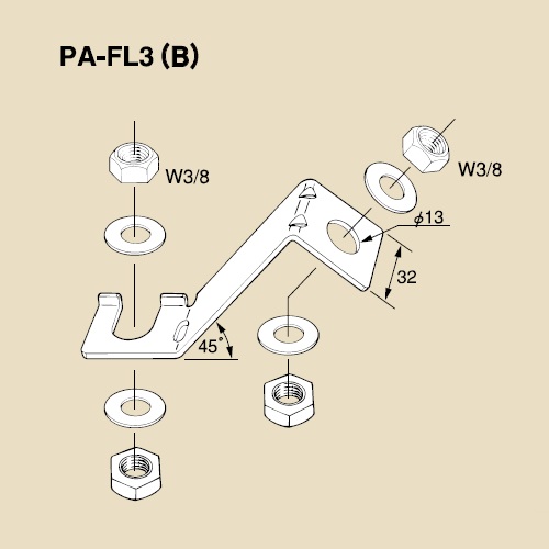 PA-FL□ UN-ZAM 黒色吊りボルト用振れ止め金具