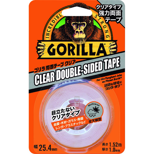 強力両面テープ ゴリラ両面テープ クリア 25.4mm×1.52m×厚さ1.0mm