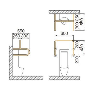 ミヤコ MB153HS ストール小便器被覆手摺 ホワイト