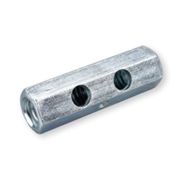 日栄インテック N-070233 2つ穴付長ナット(ユニクロメッキ) 3/8のみストッパー付