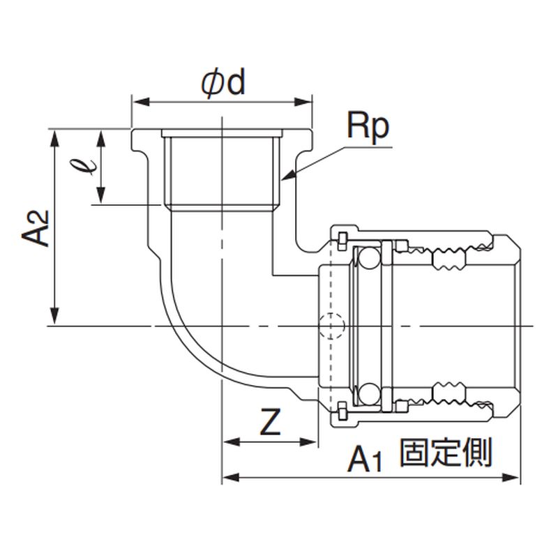 ソロバンイッタイガタWL 一体型給水栓エルボ そろばん継手 - 画像2
