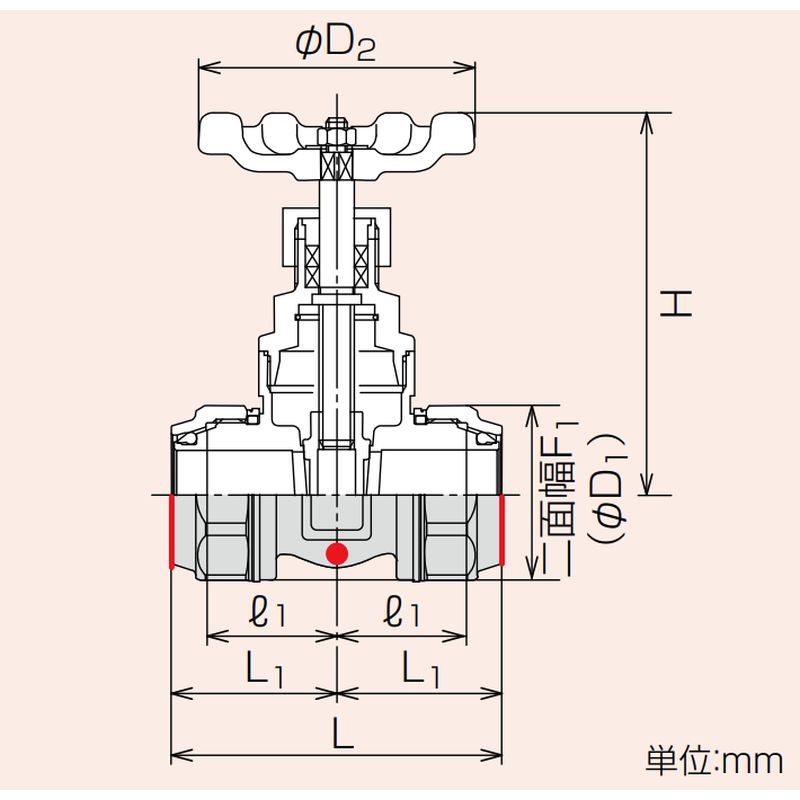 VZ2SSR ゲートバルブ (蒸気還管 高温水用) 赤ハンドル Zlok?ステンレス配管用メカニカル継手 - 画像2