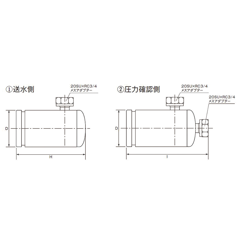 SUS304水圧試験用部品（HA-TE）送水側・圧力確認側