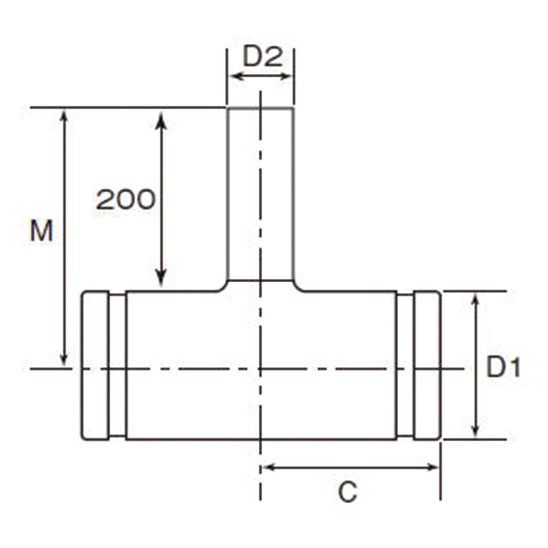 SUS304 ハウジング用メカニカル接手対応チーズ（HA-TRM）