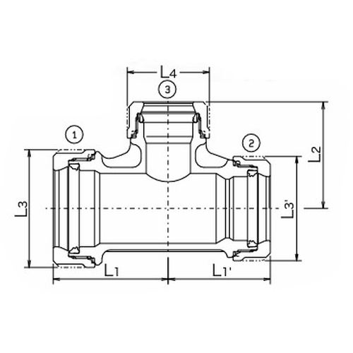 NJX3RTSR 三方径違いチー ナイスジョイントX 蒸気還水用 - 画像2