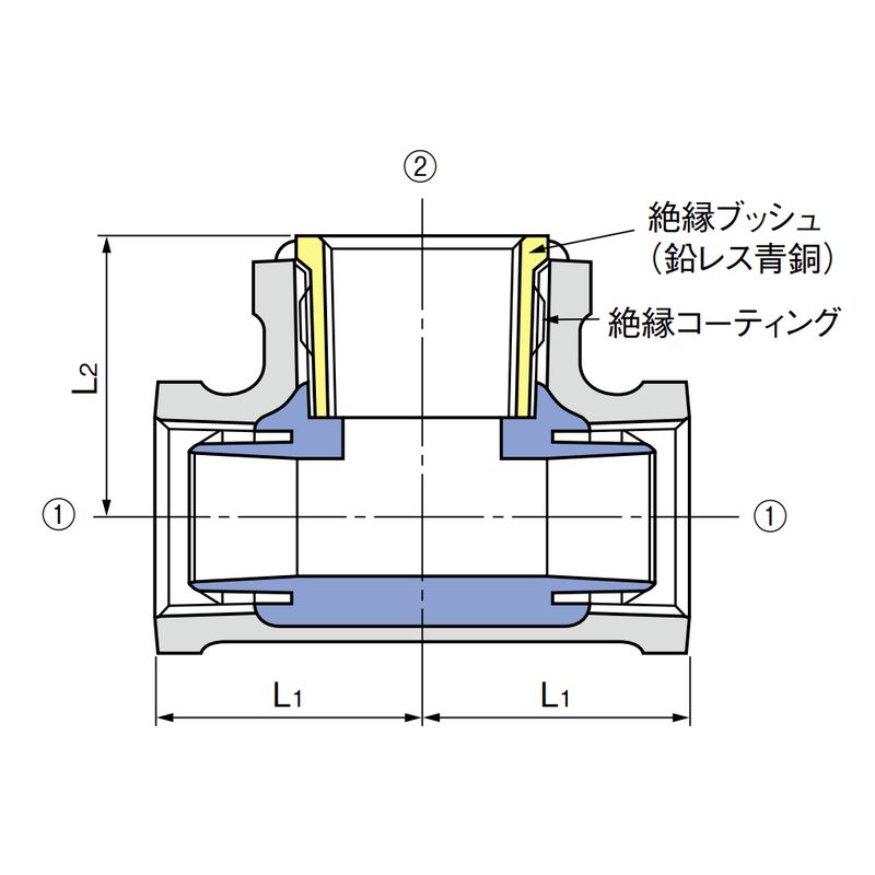 PQWK-ZCT 給水栓チーズ 防食ネジ付異種金属接続用･ZC形 - 画像2