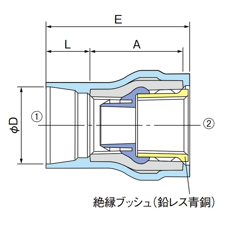 PCPQK-ZCS 埋設配管用給水栓絶縁継手ソケット - 画像2