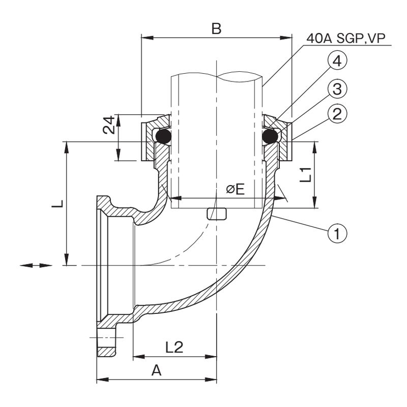 KD? TL 流し排水用エルボ(フランジセット) - 画像2
