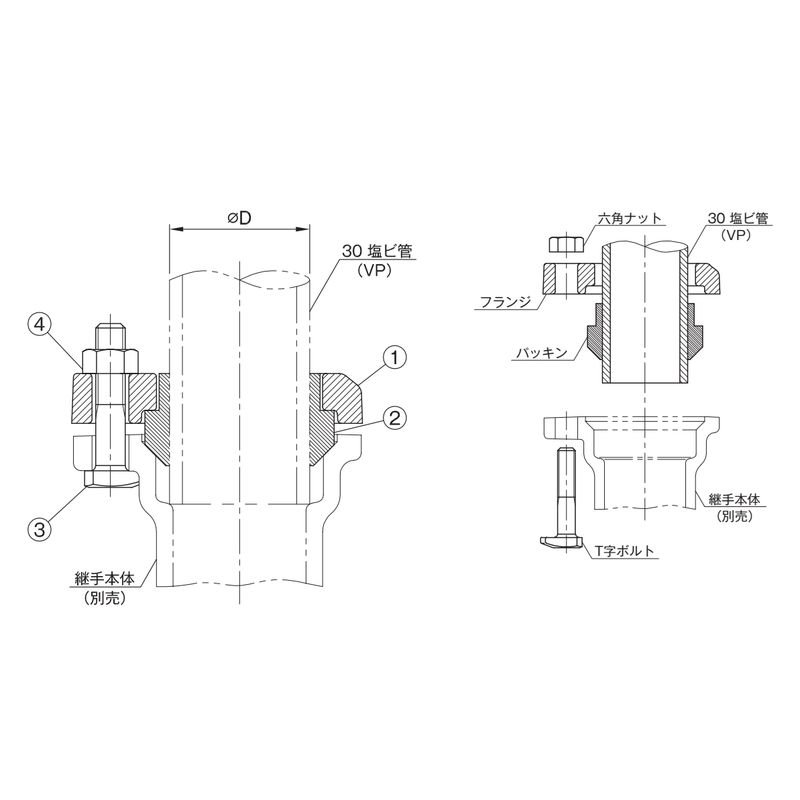 VPA 30塩ビ管(VP)用 アダプター - 画像2