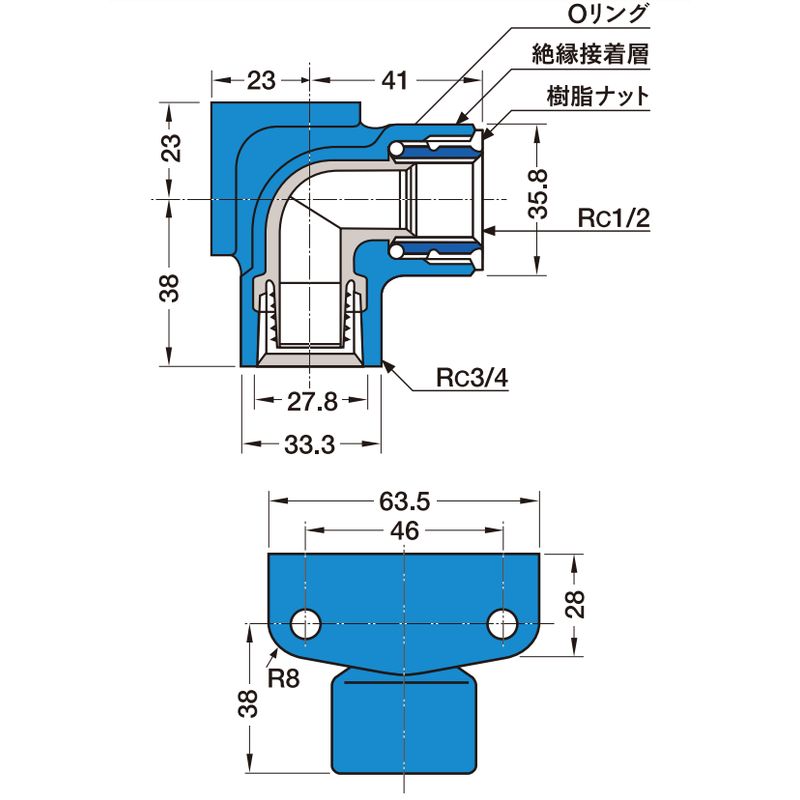 ZL 絶縁エルボ 一般配管用エポコートエクストラ ねじ込み式管端防食継手(コアー内臓形) - 画像3