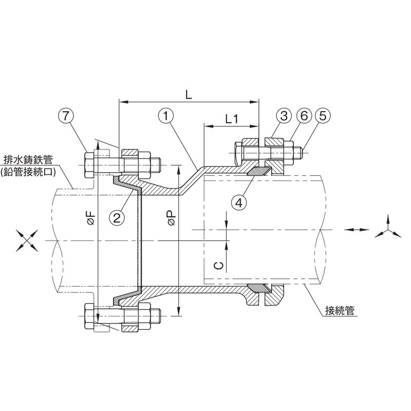 MD LS-S 排水用鋳鉄管 鉛管接続口用ソケット - 画像2