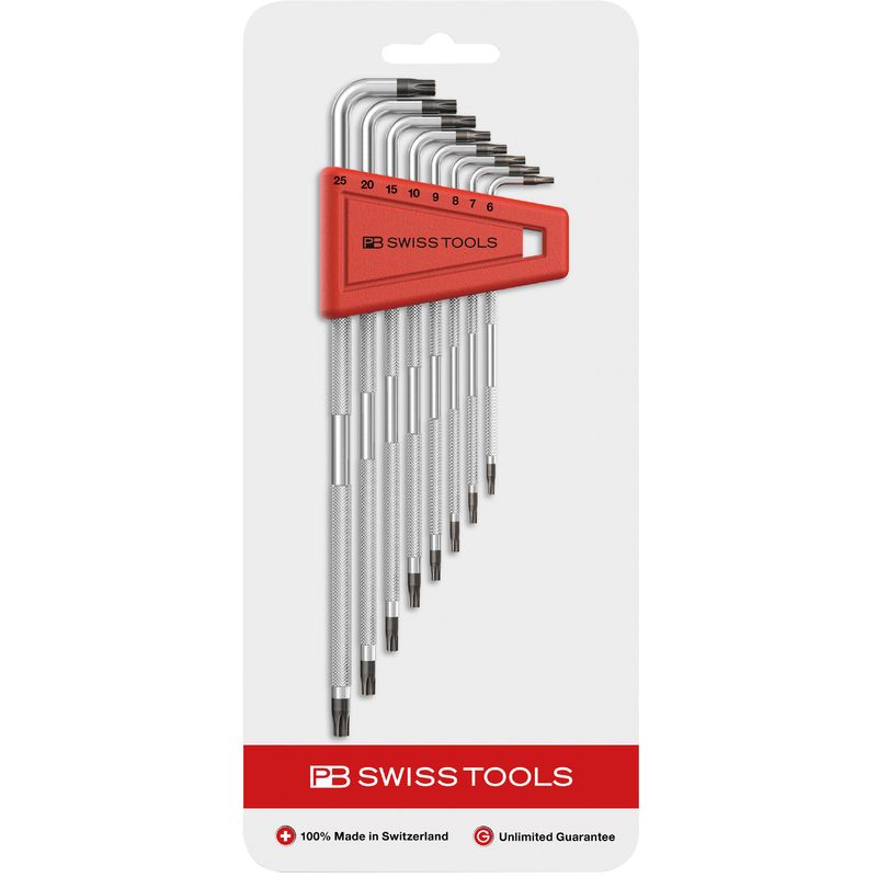 PB SWISS TOOLS 3411H/6-25CN ローレット入L型ヘクスローブレンチセット
