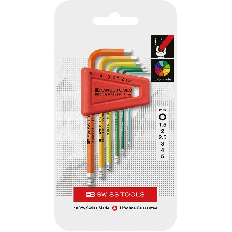PB SWISS TOOLS 212H-5RBCN ボール付レインボーレンチセット 台紙付