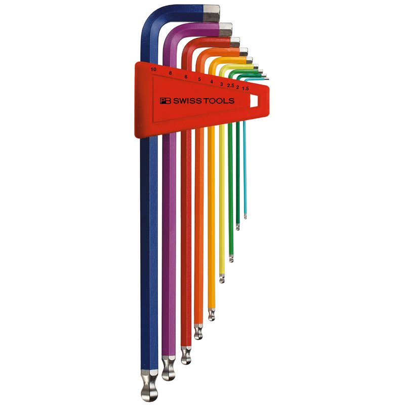 PB SWISS TOOLS 212LH-10RB ボール付ロングレインボレンチセット(パックナシ