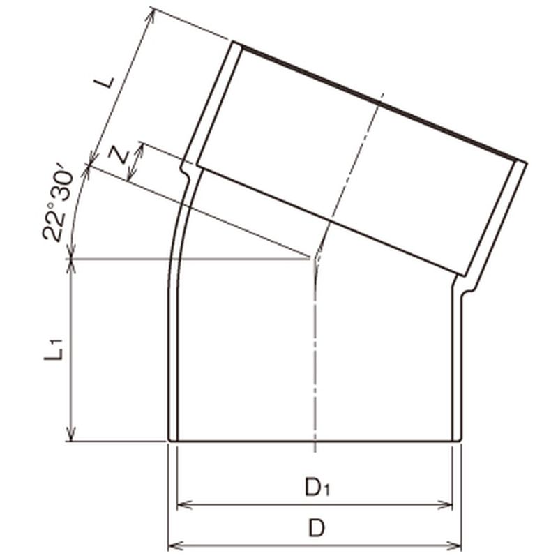 CU 22 1/2KL 22-1/2°片受けエルボ - 画像2