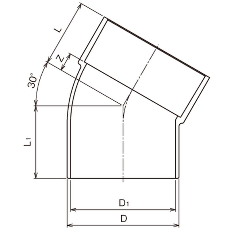 CU 30KL 30°片受けエルボ - 画像2