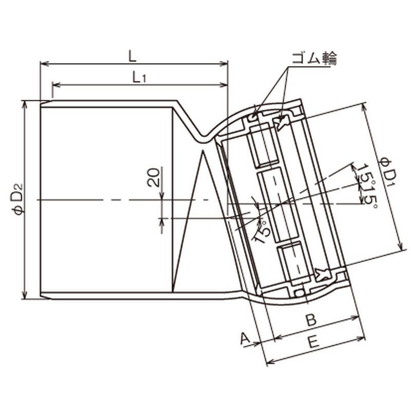 CU HSL-15F 15°自在受口異径ソケット - 画像2