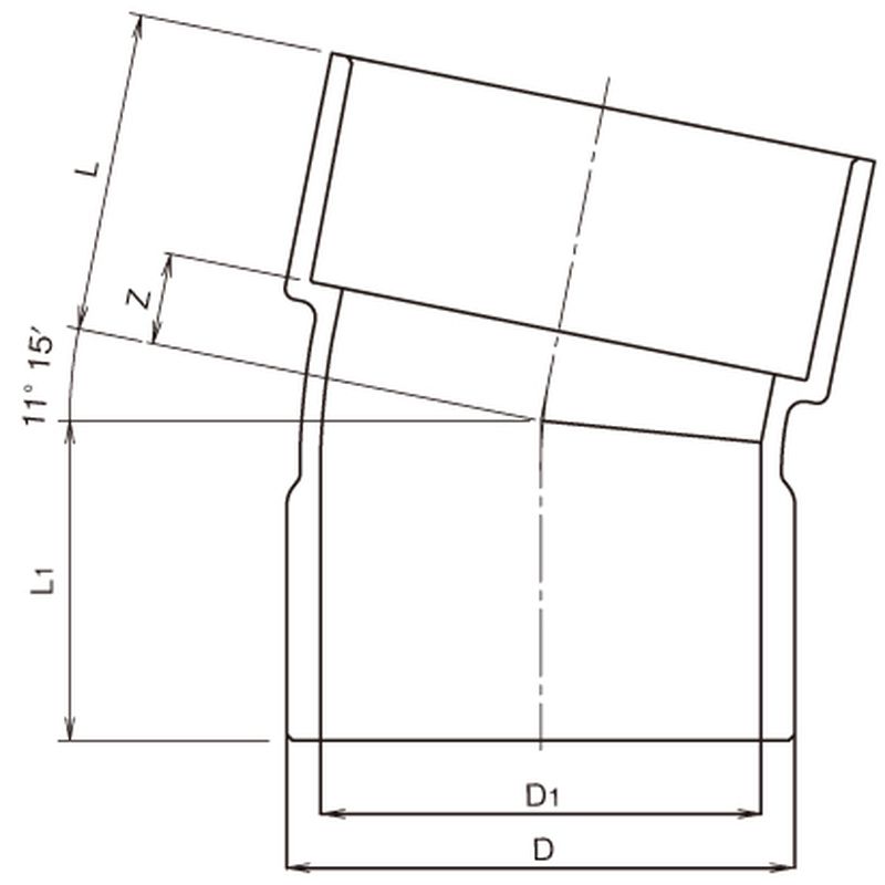 CU VP 11 1/4KL 11-1/4°片受けエルボ VP管排水用 - 画像2