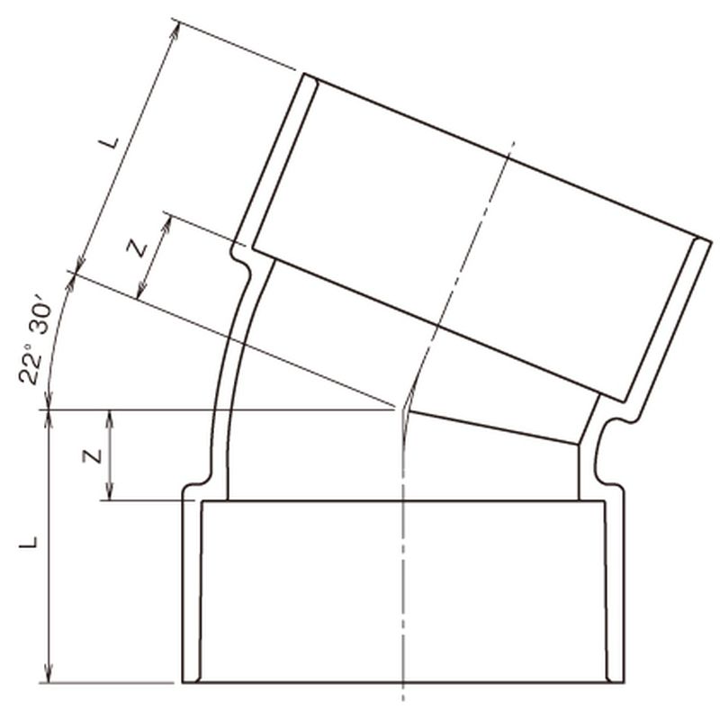 CU VP 22 1/2L 22-1/2°エルボ VP管排水用 - 画像2