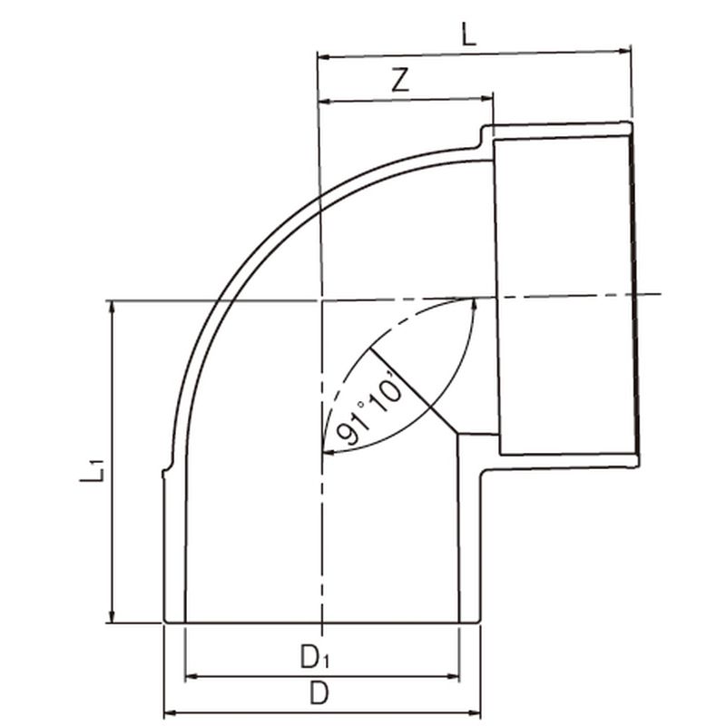 CU VP 90KL 90°片受けエルボ VP管排水用 - 画像2