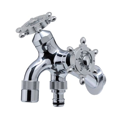 オンリーワンクラブ HV3-T16F-RM T14型耐寒水栓 ラダーハンドル 二口横水栓(メッキ)