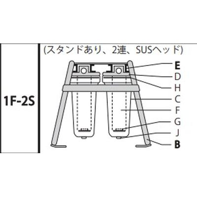 1F-2S 水フィルター SUS304ヘッド/スタンドあり/2連