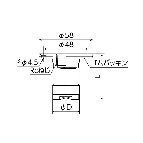 WJ8 配管アダプター ツバ径58 (黄銅) ダブルロックジョイント - 画像2