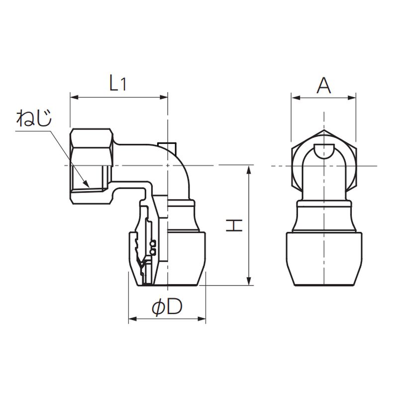 NAE13J3 座なし水栓エルボ テーパーねじ品 プッシュマスター - 画像2