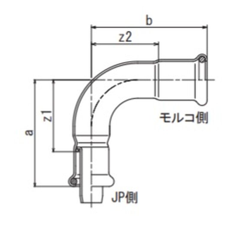 J-90EH J･モルコ変換90°エルボ(固定品) JPジョイント - 画像2