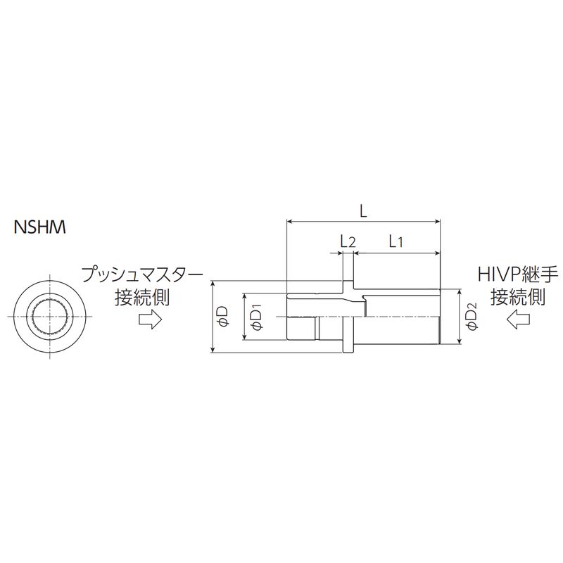 NSHM□JX□A HIVP変換ソケット HIVP継手接続用 プッシュマスター - 画像2